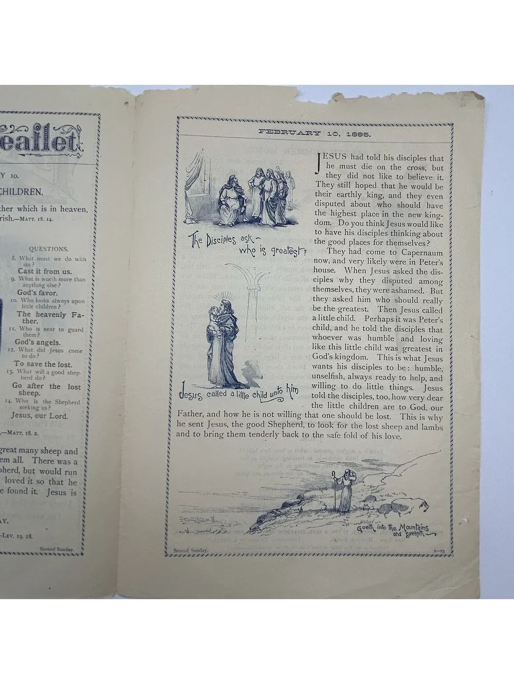 Antique 1895 Picture Lesson Paper Polly & Patsy Cockatoo Parrot Ephemera     C19